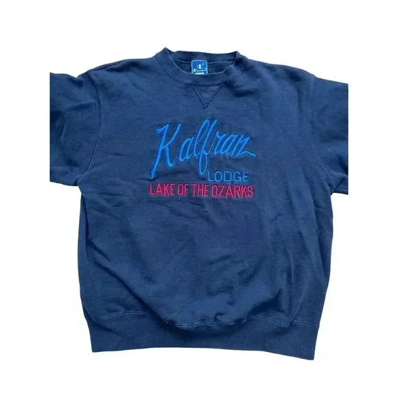 Vintage Kalfran Lodge Lake of the Ozarks Embroidered Crewneck Made in USA XXL - Picture 3 of 11